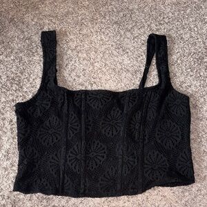 American Eagle Outfitters Black Lace Crochet Crop Tank